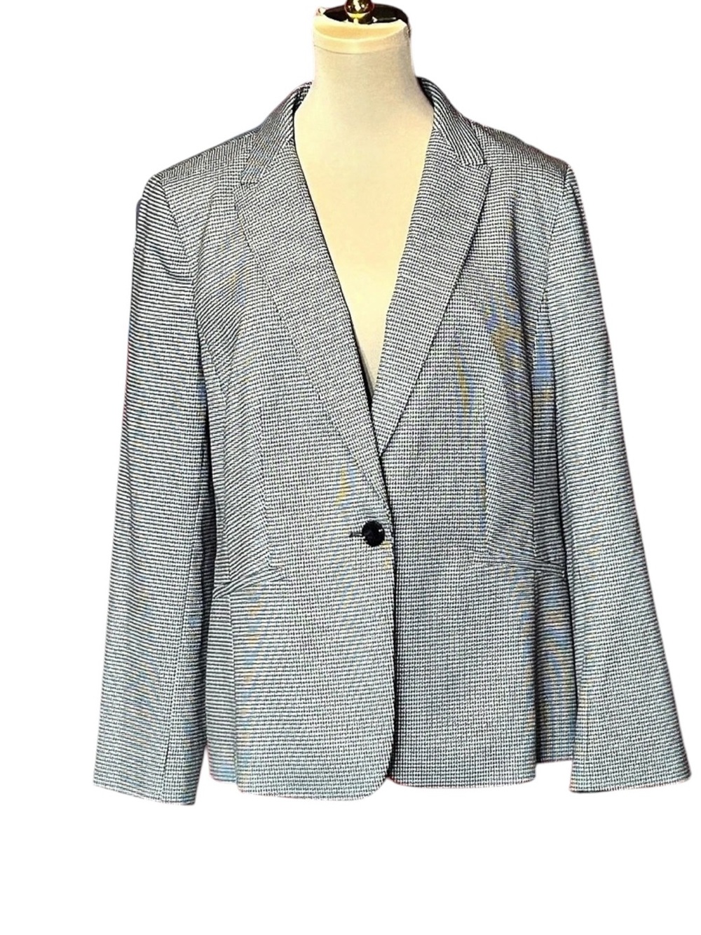 Talbots Petite Houndstooth Blazer Black & White Size 16P